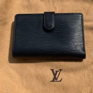Vintage LV black wallet with gold clasp